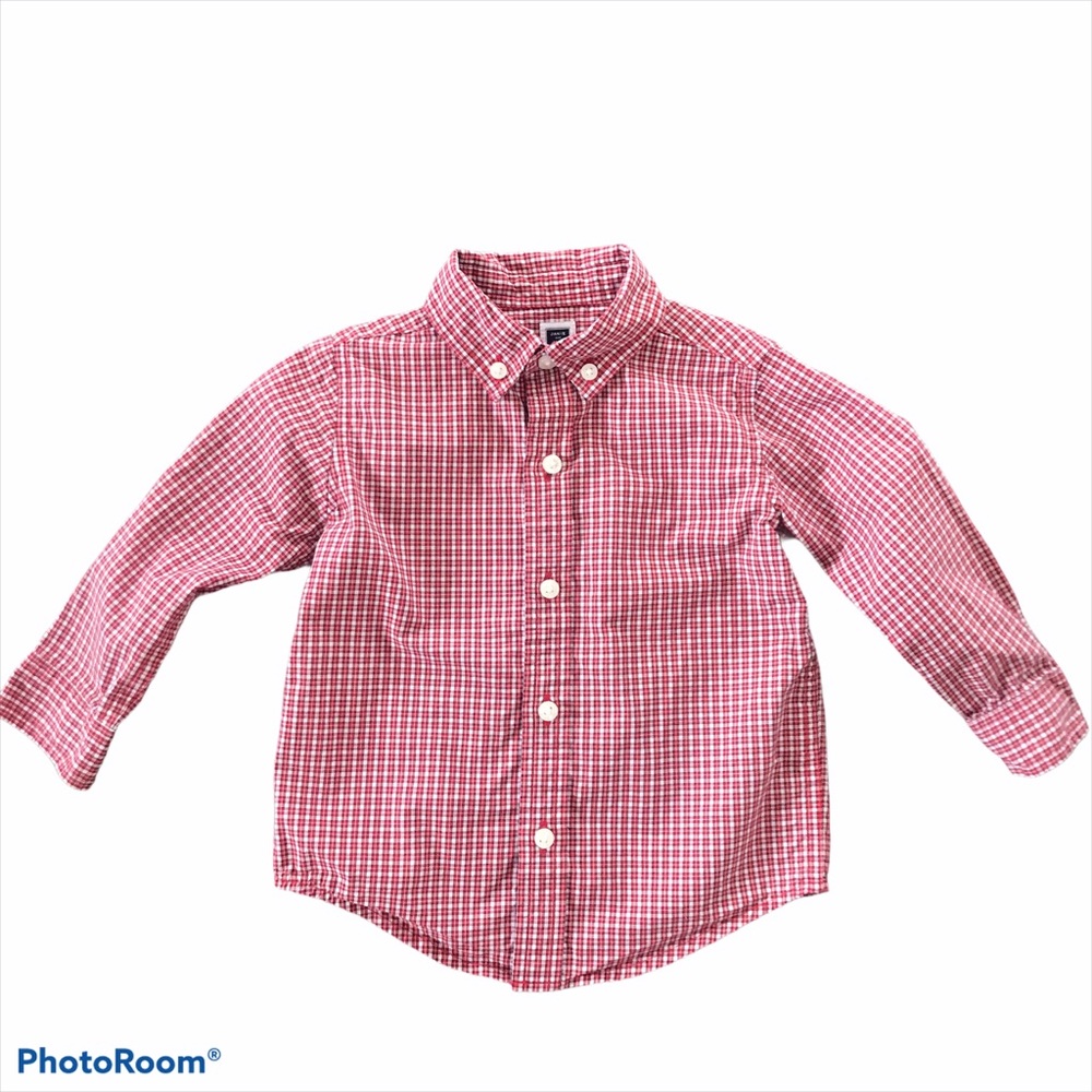 Janie and Jack Red Plaid Button Down Shirt 12-18 M - Picture 2 of 10